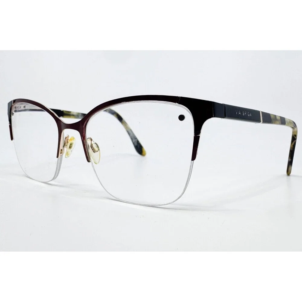 Via Spiga Eyeglasses Women Brown Cat Eye Semi Rimless Brunetta 55-18-140